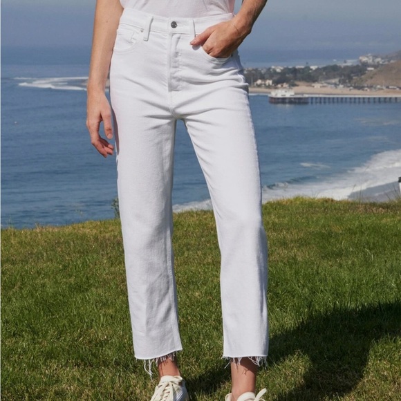 Frank & Eileen Denim - Frank & Eileen Monaghan Mom Jeans High Rise Straight Leg Crop Raw Hem